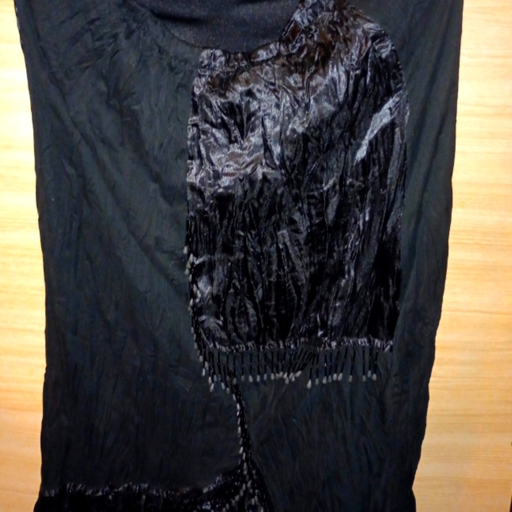 Black silk hand beaded skirt